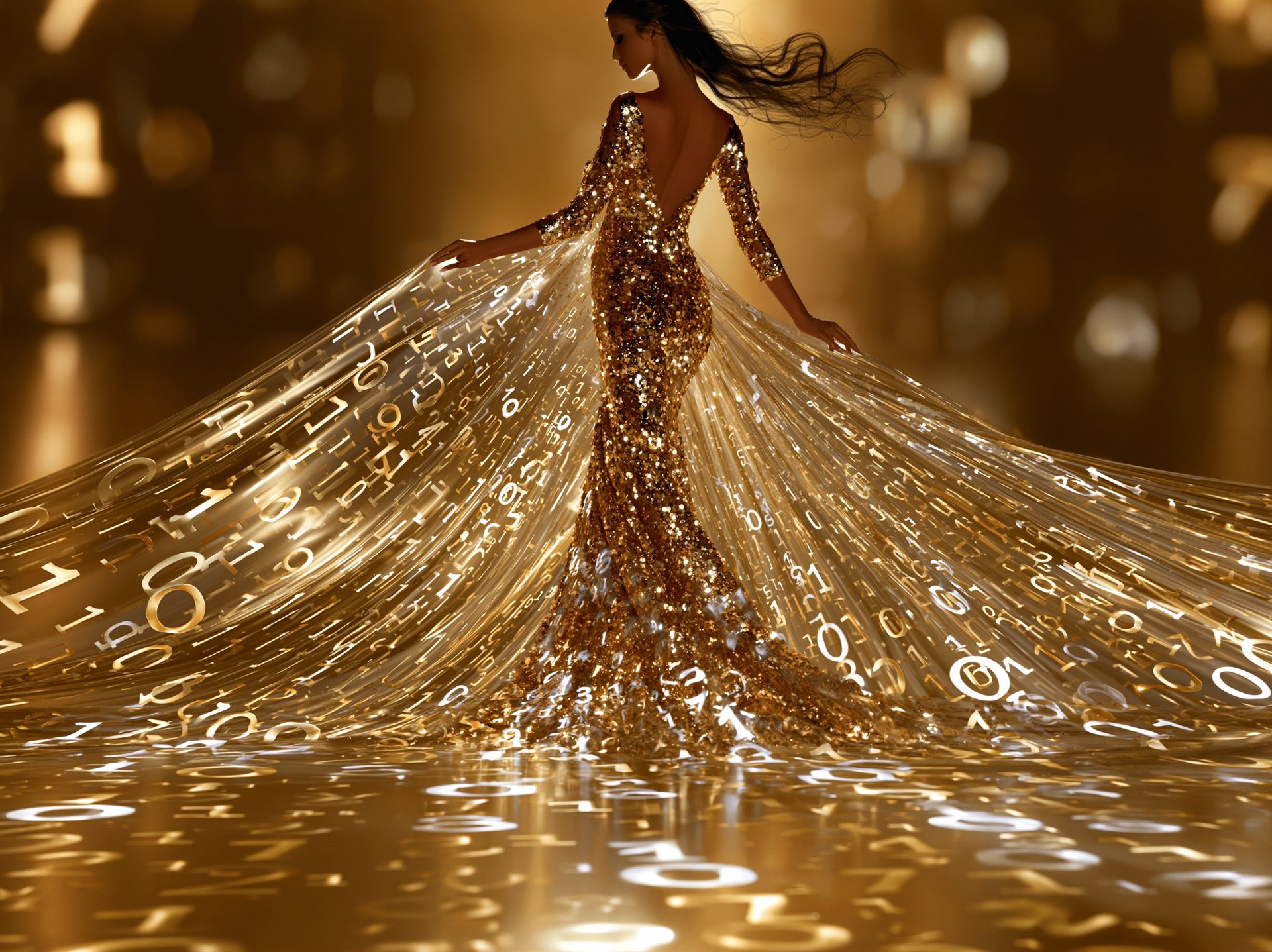 Goldenes Kleid aus Zahlen