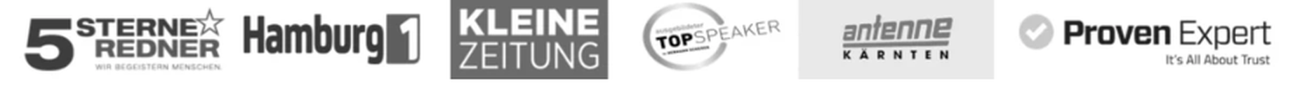 Bekannt aus: 5 Sterne Redner, Hamburg 1, Kleine Zeitung, Top Speaker, Antenne Kärnten, Proven Expert